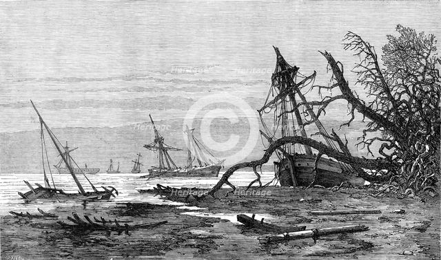 The late storms in the Baltic: scene on the coast of Falster, 1872. Creator: H. Crane.