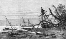 The late storms in the Baltic: scene on the coast of Falster, 1872. Creator: H. Crane