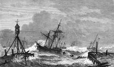 The late storms in the Baltic: scene on the coast of Zealand, off Kjöge, 1872. Creator: Unknown