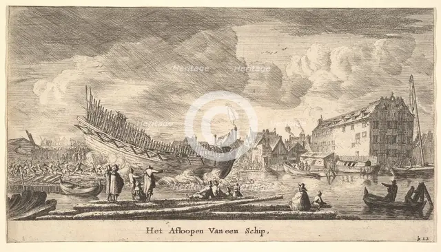 The Launch of a Ship, 17th century. Creator: Reinier Zeeman.