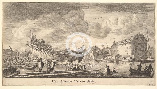 The Launch of a Ship, 17th century. Creator: Reinier Zeeman.