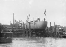 The launch of Chilean destroy Almirante Lynch 28th September 1912. Creator: Kirk & Sons of Cowes