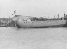 The launch of Chilean destroy Almirante Lynch 28th September 1912. Creator: Kirk & Sons of Cowes