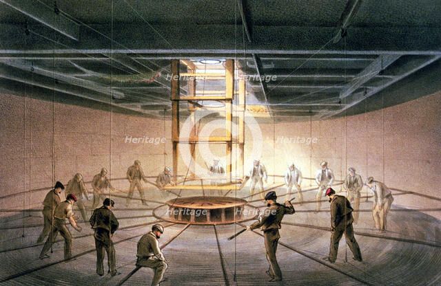 The laying of the transatlantic telegraph cable, 1865-1866. Artist: Robert Dudley