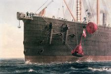 The laying of the transatlantic telegraph cable, August 8th, 1866. Creator: Robert Dudley