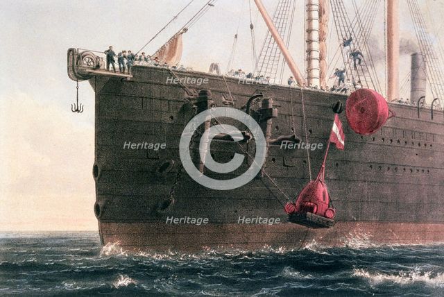 The laying of the transatlantic telegraph cable, August 8th, 1866. Creator: Robert Dudley.