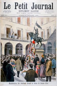 The laying of wreaths by students at the statue of Joan of Arc, Paris, 1894
