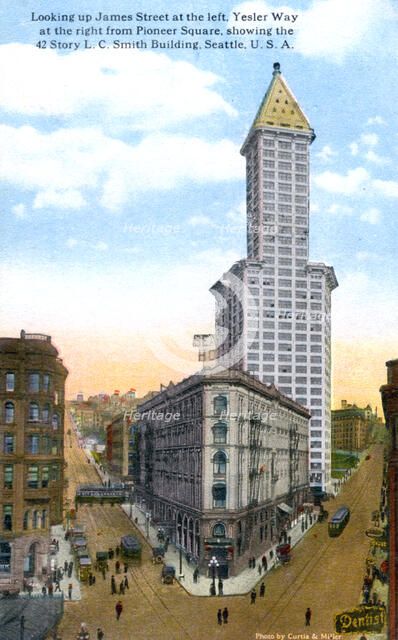 The L.C. Smith Tower, Seattle, U.S.A., c1910s.Artist: Curtis & Miller