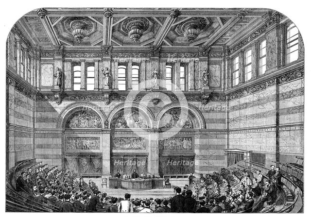 The Lecture Theatre, London University, Burlington Gardens, 1871. Creator: Unknown.