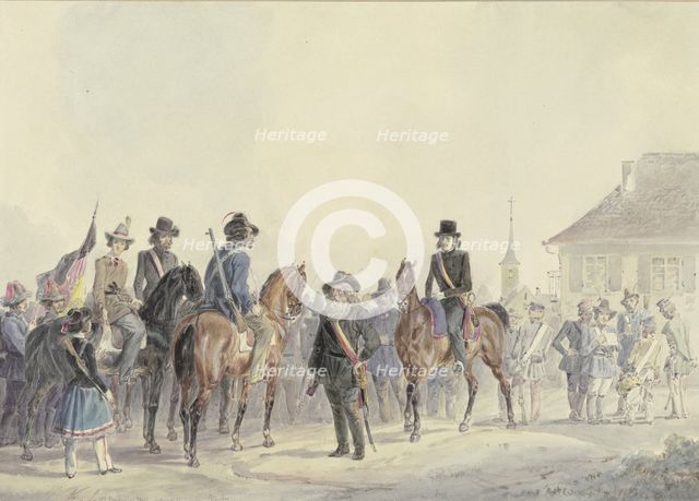 The leaders of the Palatinate-Baden uprising of 1849 Boening, Goegg, Blencker and his wife... Creator: Friedrich Kaiser.