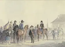 The leaders of the Palatinate-Baden uprising of 1849 Boening, Goegg, Blencker and his wife... Creator: Friedrich Kaiser