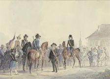 The leaders of the Palatinate-Baden uprising of 1849 Boening, Goegg, Blencker and his wife... Creator: Friedrich Kaiser