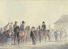 The leaders of the Palatinate-Baden uprising of 1849 Boening, Goegg, Blencker and his wife... Creator: Friedrich Kaiser