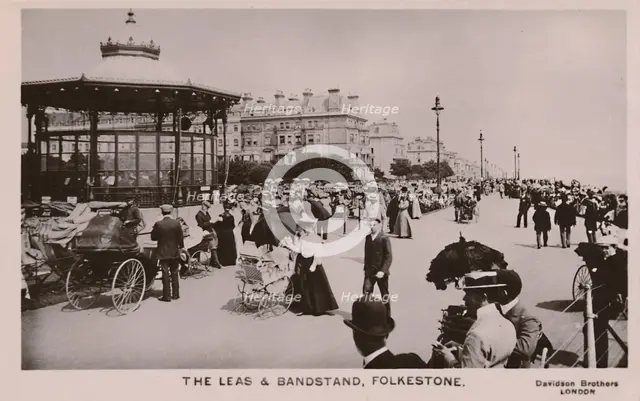 'The Leas & Bandstand, Folkestone', late 19th-early 20th century. Artist: Unknown.