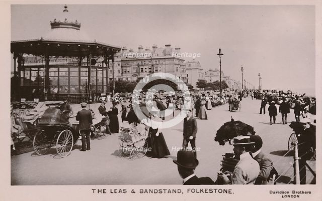 'The Leas & Bandstand, Folkestone', late 19th-early 20th century. Artist: Unknown.