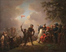 The Legend of the Danish Flag. The Dannebrog falling from the sky during the Battle of Lyndanise, 18 Creator: Lorentzen, Christian August (1749-1828)