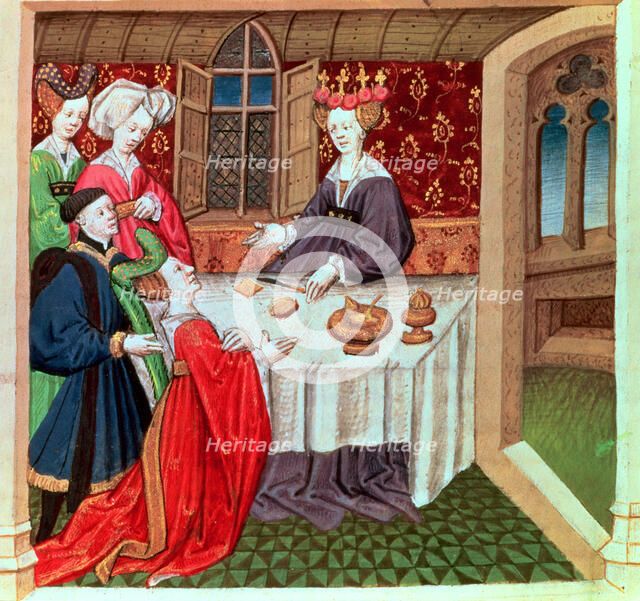 'The legend of Tristan', illustration from a manuscript of the 15th century. This legend inspire…