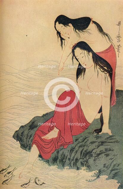 'The left hand and last panel of The Pearl Divers triptych', c1797-98, (1936). Creator: Kitagawa Utamaro.