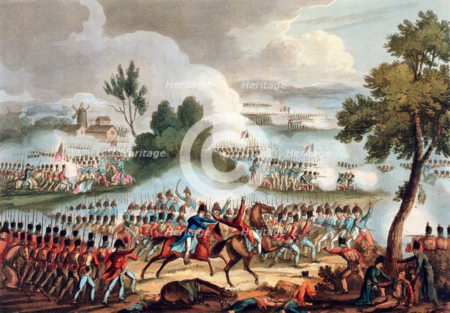 'The Left Wing of the British army in Action at the Battle of Waterloo, June 18th 1815 Creator: Thomas Sutherland.