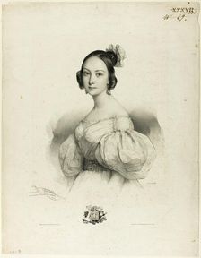 The Letter "T" from Le Miroir des Dames, ou nouvel alphabet français, 1834. Creator: Henri Grevedon