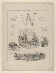 The letter "W": Washington, Wagram, Waterloo, 1833. Creator: Victor Adam