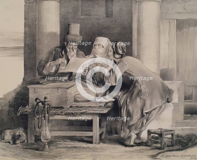 The Letter Writer Constantinople, 1840. Creator: Joseph Nash.