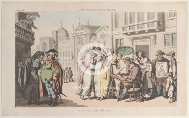 The Letter Writer, from "Naples and the Campagna Felice: in a Series of Letters Ad..., June 1, 1815. Creator: Thomas Rowlandson.