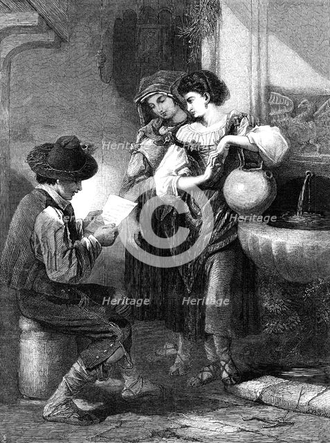 "The Letter," by H. P. Riviere, in the Exhibition of the Society of Painters in Water Colours, 1869. Creator: Unknown.