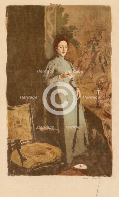 The Letter (La Lettre), 1894. Creator: Alexandre Lunois (French, 1863-1916).