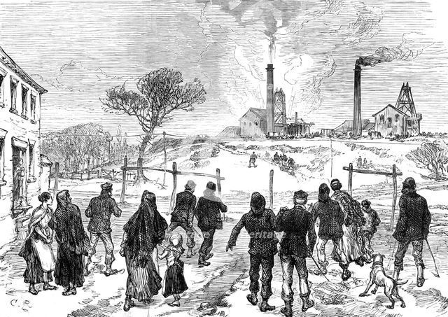 The Leycett Colliery Disaster, near Newcastle-Under-Lyne: the explosion, 1880. Creator: Unknown.