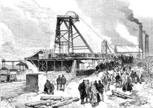 The Leycett Colliery Disaster, near Newcastle-Under-Lyne: the pit after the explosion, 1880. Creator: Unknown
