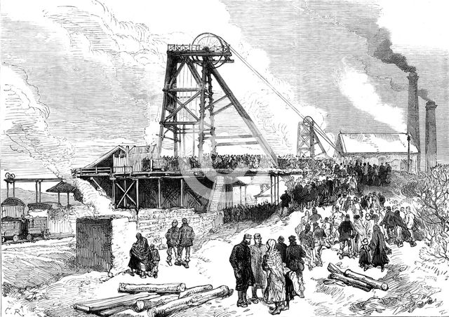 The Leycett Colliery Disaster, near Newcastle-Under-Lyne: the pit after the explosion, 1880. Creator: Unknown.