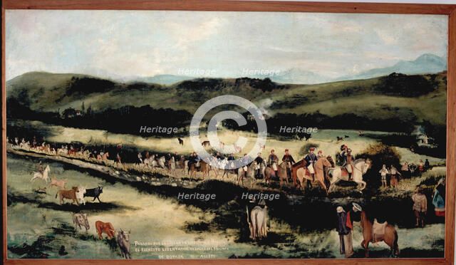 The liberation army after the victory of Boyaca' in 1819, with Simón Bolivar and Francisco de Pau…