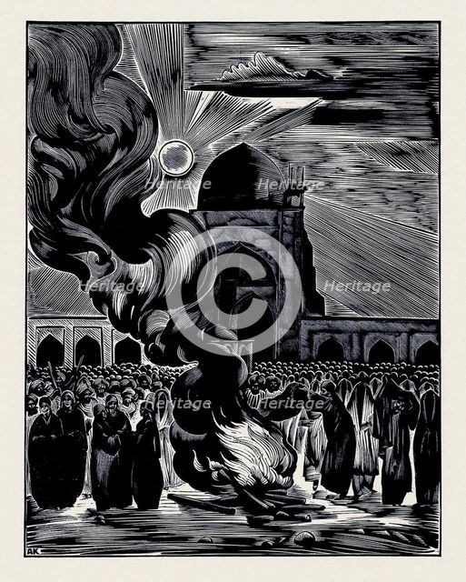 The Liberation of Muslim Women. Burning the Veil, 1928. Artist: Kravchenko, Alexei Ilyich (1889-1940)