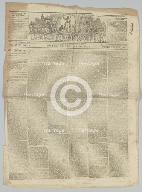 The Liberator, Vol. XXVII, No. 22, May 29, 1857. Creator: Unknown.