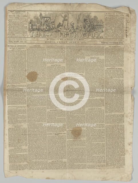 The Liberator, Vol. XXIV, No. 23, June 9, 1854. Creator: Unknown.