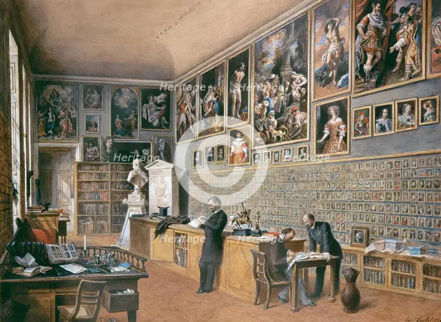 The library, also the office of the officials of the Ambras collection (portrait collection), 1889. Creator: Carl Goebel.