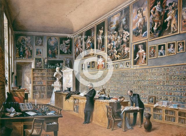 The library, also the office of the officials of the Ambras collection (portrait collection), 1889. Creator: Carl Goebel.