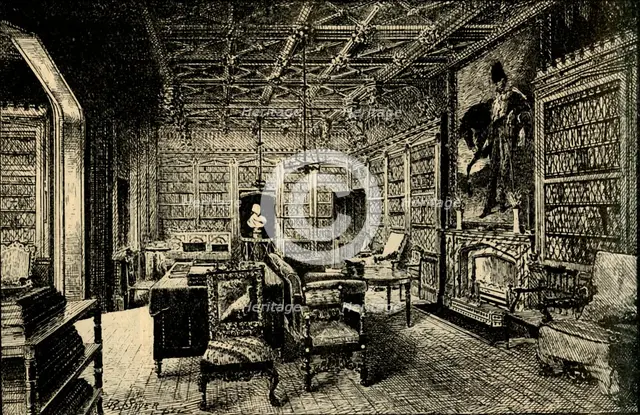 'The Library at Abbotsford', 1882. Creator: Unknown.