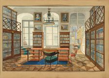 The library in the Palais Clary-Altreiben, Vienna, with a view of Herrengasse, c1830-1840. Creator: Anonymous ()