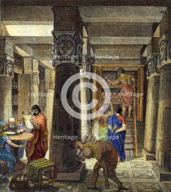The Library of Alexandria, 1876. Artist: Anonymous  