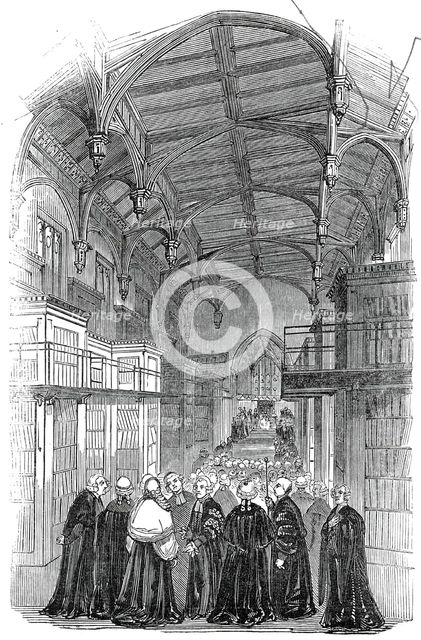 The Library - presentation of the address, Lincoln's Inn New Buildings, 1845. Creator: Unknown.
