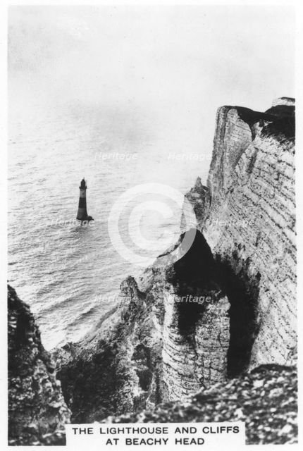 The lighthouse and cliffs at Beachy Head, 1936. Artist: Unknown