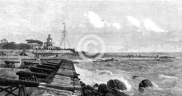 The lighthouse and flagstaff at Colombo, Ceylon, 1864. Creator: Unknown.