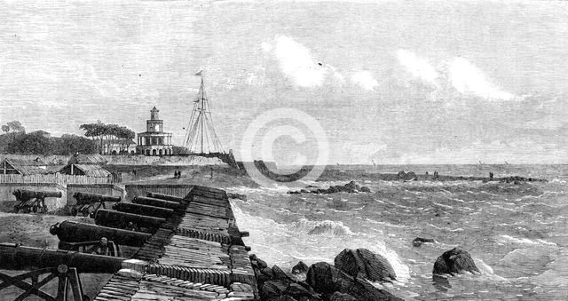The lighthouse and flagstaff at Colombo, Ceylon, 1864. Creator: Unknown.