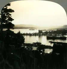 The Lights of Oslo and the Harbor on a Summer Night, Norway c1930s. Creator: Unknown