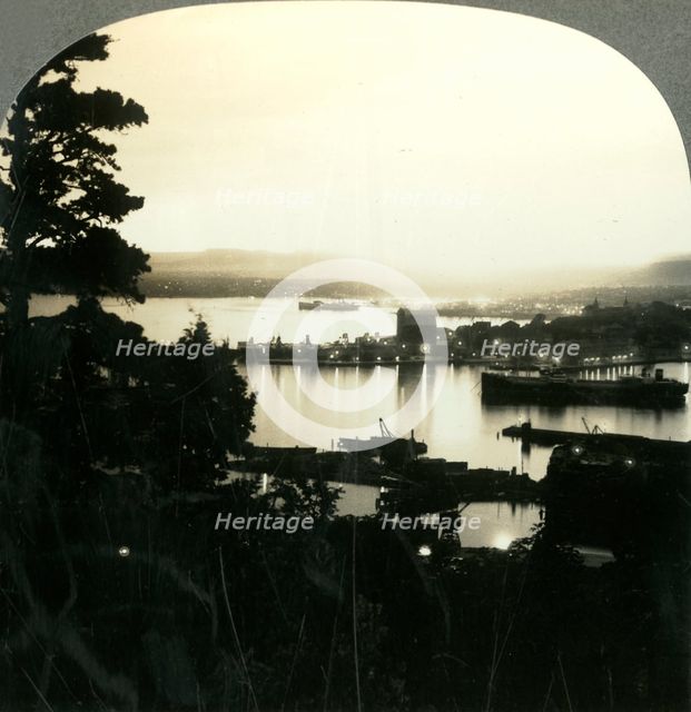 'The Lights of Oslo and the Harbor on a Summer Night, Norway', c1930s. Creator: Unknown.