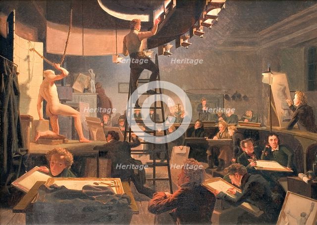 The Life Class at the Royal Academy of Fine Arts, 1826. Creator: Wilhelm Bendz.
