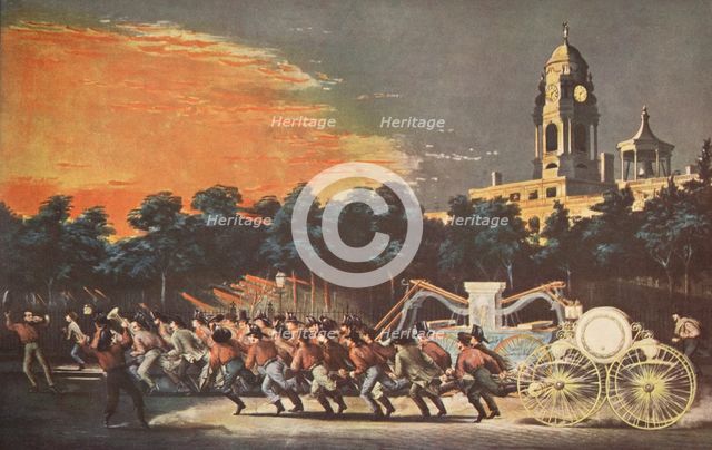 The Life of a Fireman - The Race, pub. 1854, Currier & Ives (Colour Lithograph)