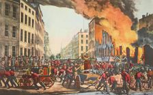 The Life of a Fireman - The Ruins, pub. 1854 Currier & Ives (Colour Lithograph)